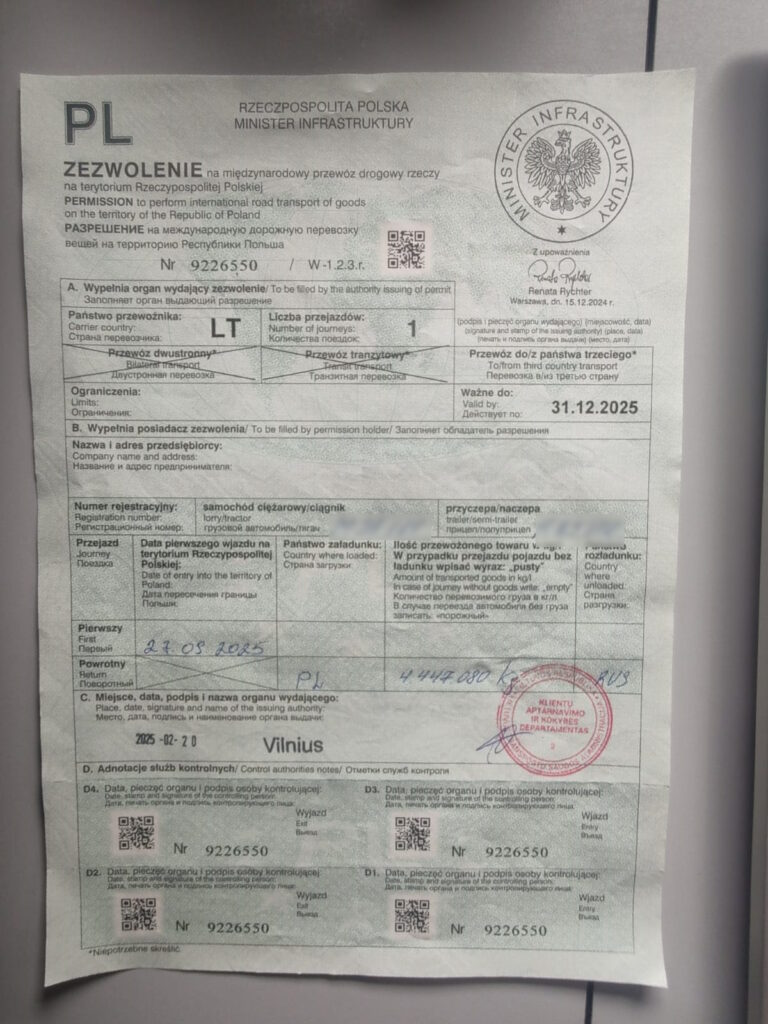 Zezwolenie na międzynarodowy przewóz drogowy rzeczy